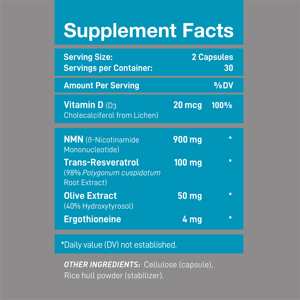 The image shows the ingredient amounts and serving size for Wonderfeel Youngr